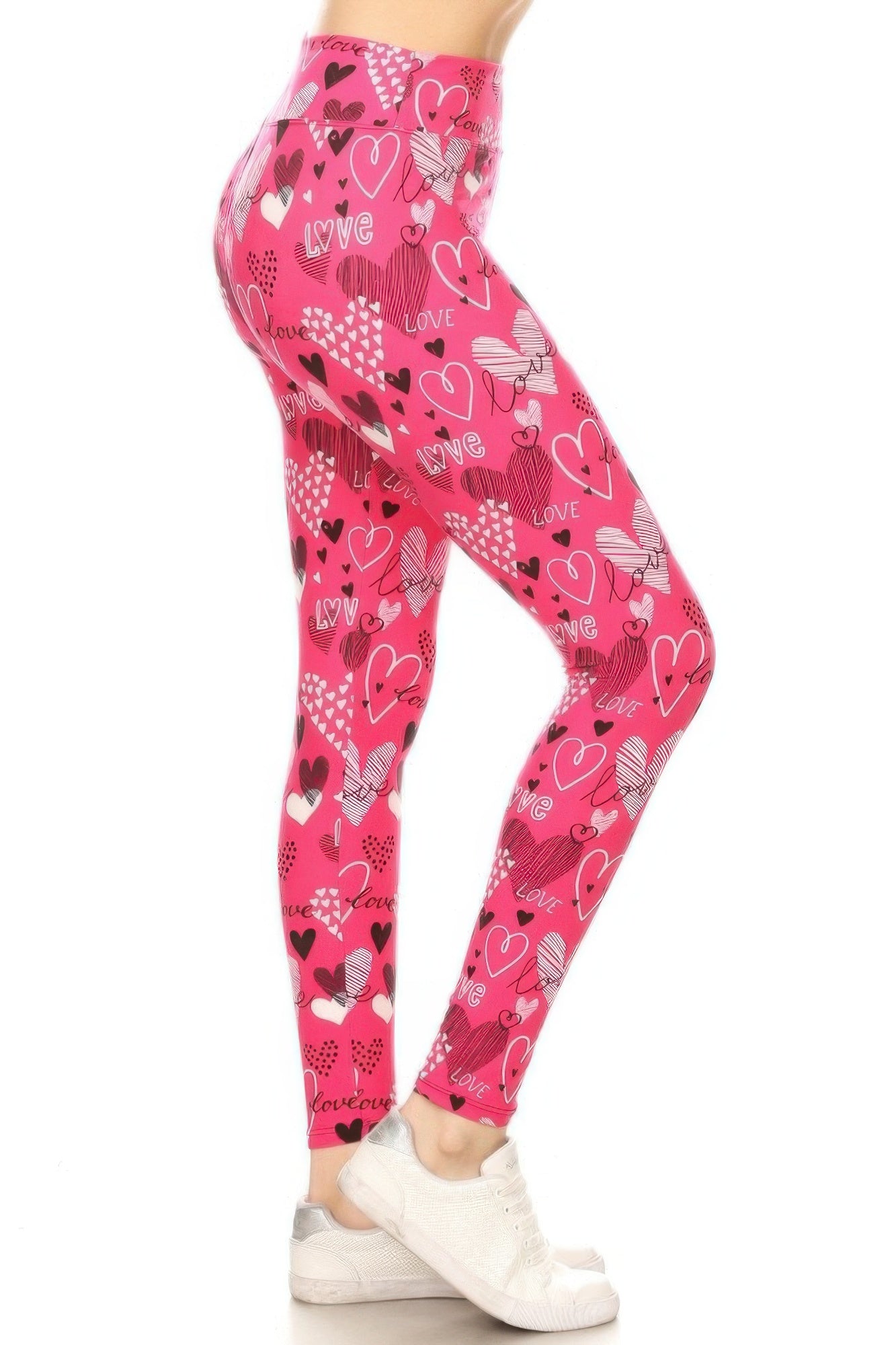 Heart Prints Printed, High Waisted Leggings