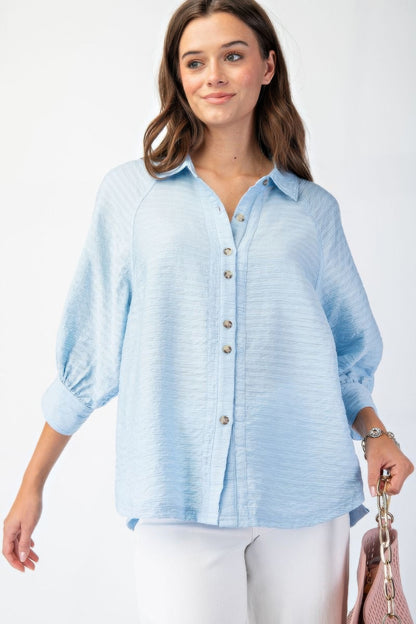 Button down textured woven shirt