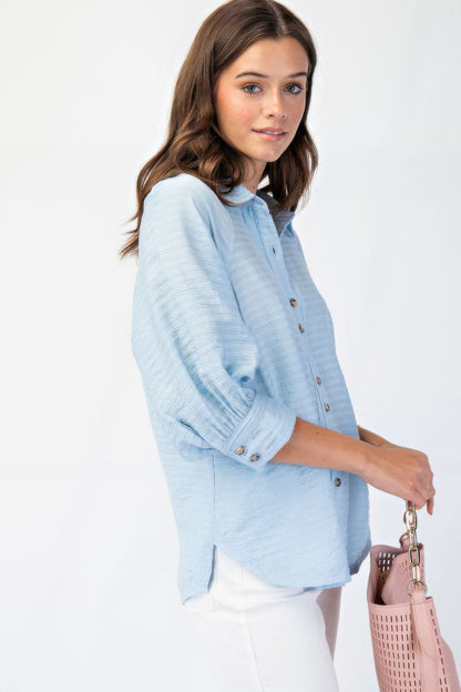 Button down textured woven shirt