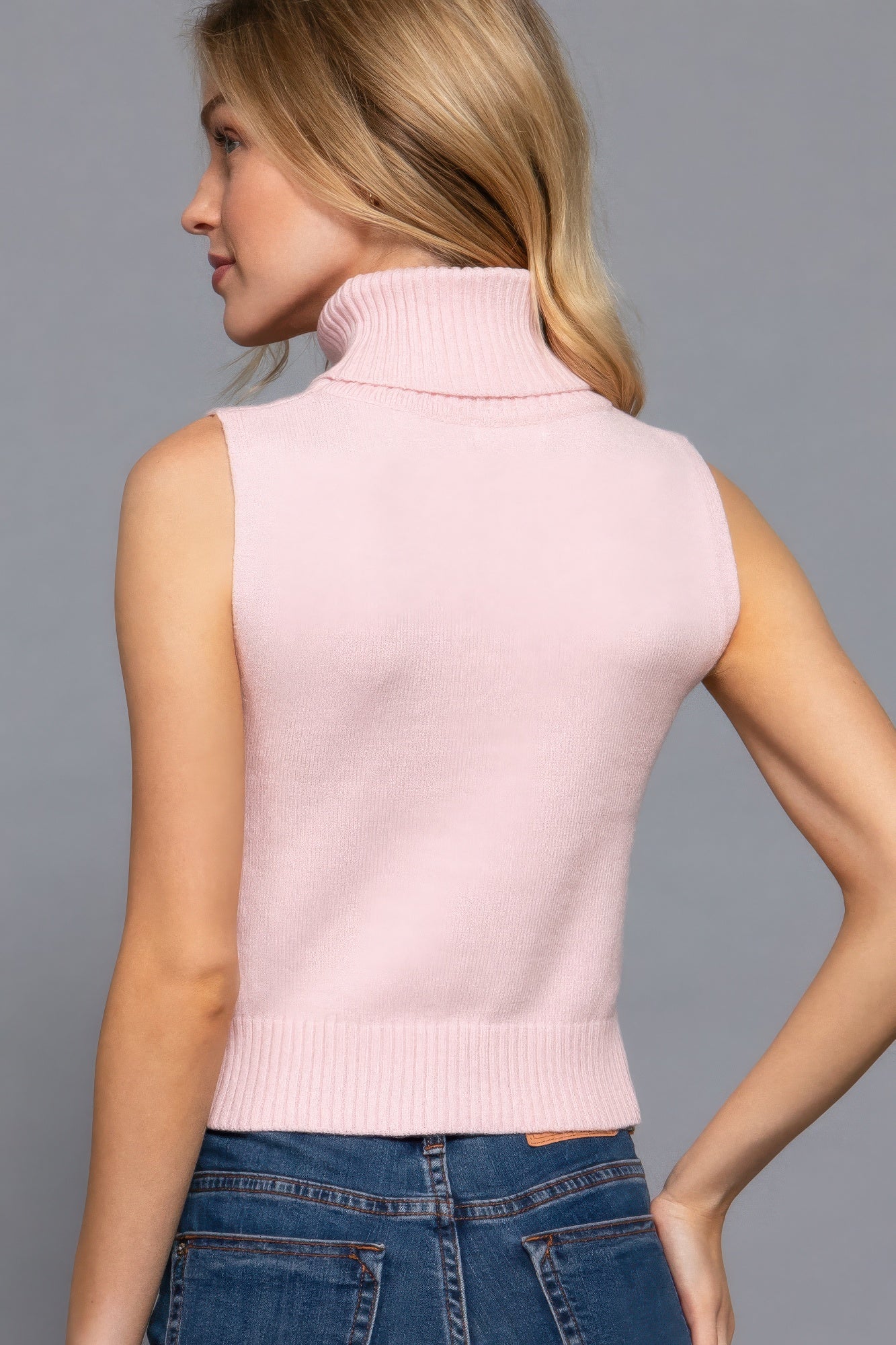 Sleeveless Turtle Neck Sweater Top