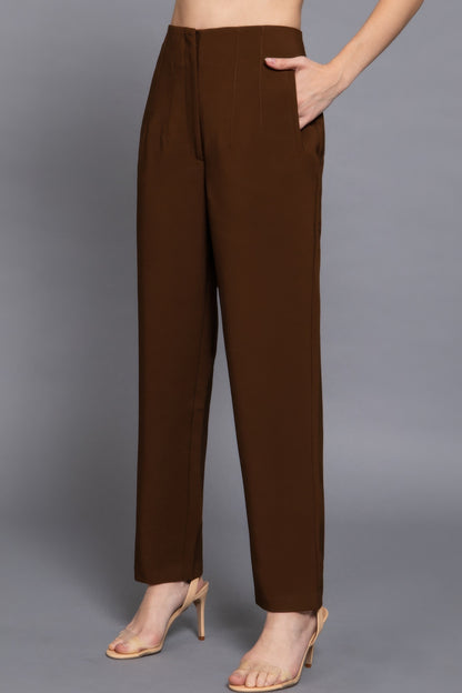 High Waist Pintuck Detail Long Pants