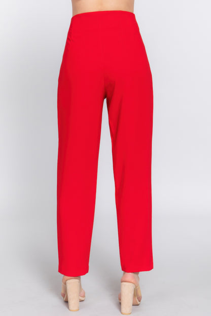 High Waist Pintuck Detail Long Pants