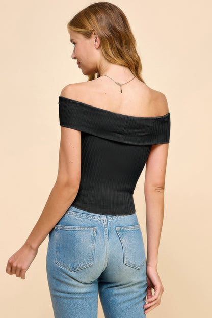 Off Shoulder Ribbed Top